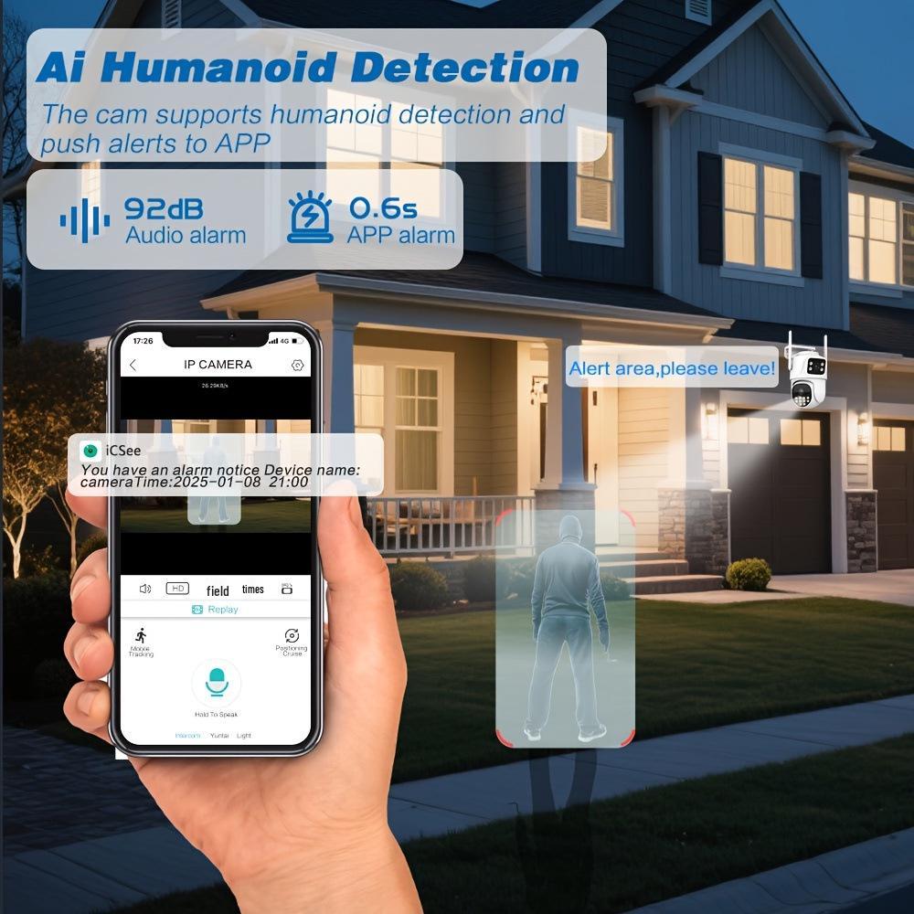 Xiongmai ICSEE 6MP Dual Lens Wireless Bullet-Dome Camera with Dual Screen Monitoring