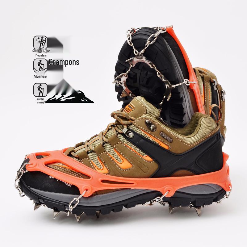 13-Zahn Schneekrallen Steigeisen aus Edelstahl: Verstärkte Anti-Rutsch-Ketten für Eisklettern