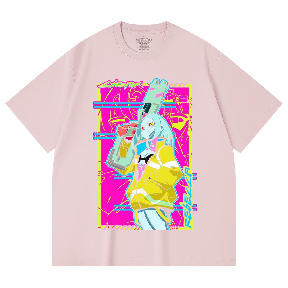 230 Gsm 100% Cotton Cyberpunk Edgerunners V6 Rebecca Print Unisex Heavy Cotton T Shirt
