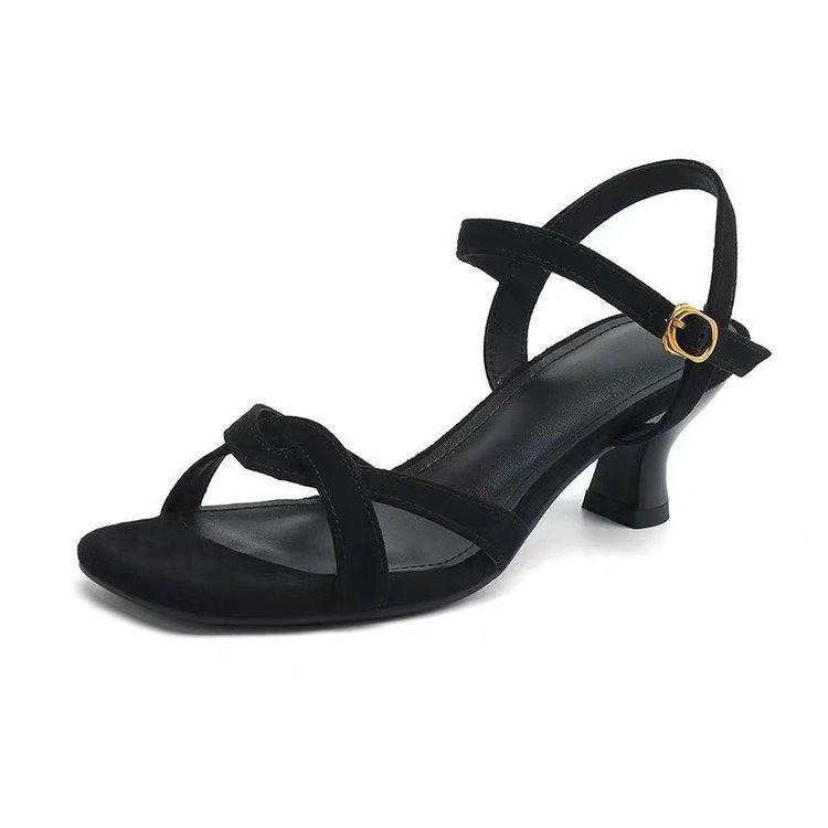 Mid-heeled Shoes Women's Sandals One-strap Square Sandals