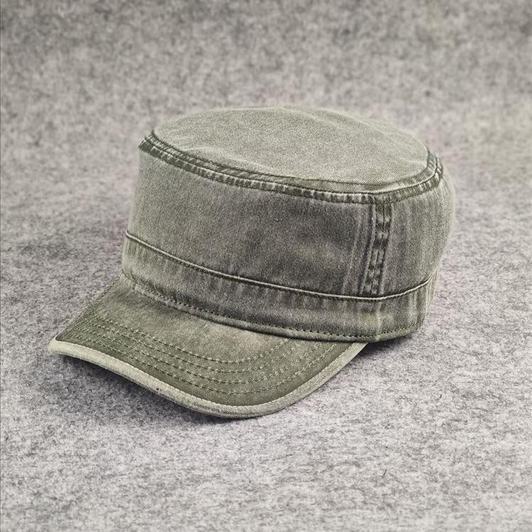 New four seasons pure cotton retro big head circumference flat top hat men and women hikers outdoor washed soft top hat tide