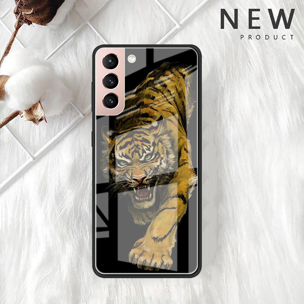 

Чехол из стекла Tiger Animal для Samsung Galaxy S22 S20 FE S21 Plus, чехол для телефона S10 5G S9 Note 20 Ultra 10 Lite Shell Samsung Note 9
