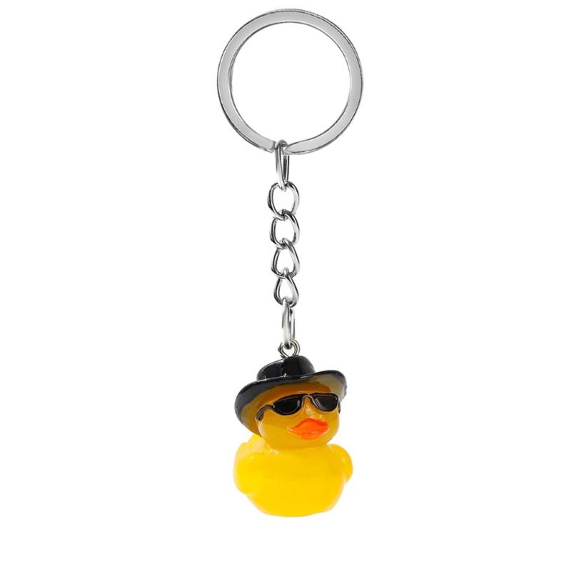 

Cute Duck Keychain with Hat Handmade Yellow Duck Pendant Keychain/Earrings Eye catching Pendant for Women and Kids чёрный