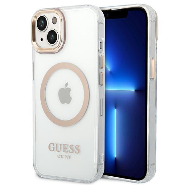 Guess Guhmp14Mhtrmd Iphone 14 Plus / 15 Plus 6.7 Złoty/Gold Hard Case Metal Outline Magsafe