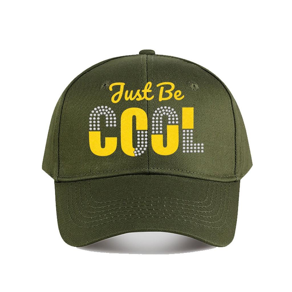 Just Be Cool Rhinestone Glitter Baseball Cap Fashion Unisex Sunhat Womens Outdoor Sports
