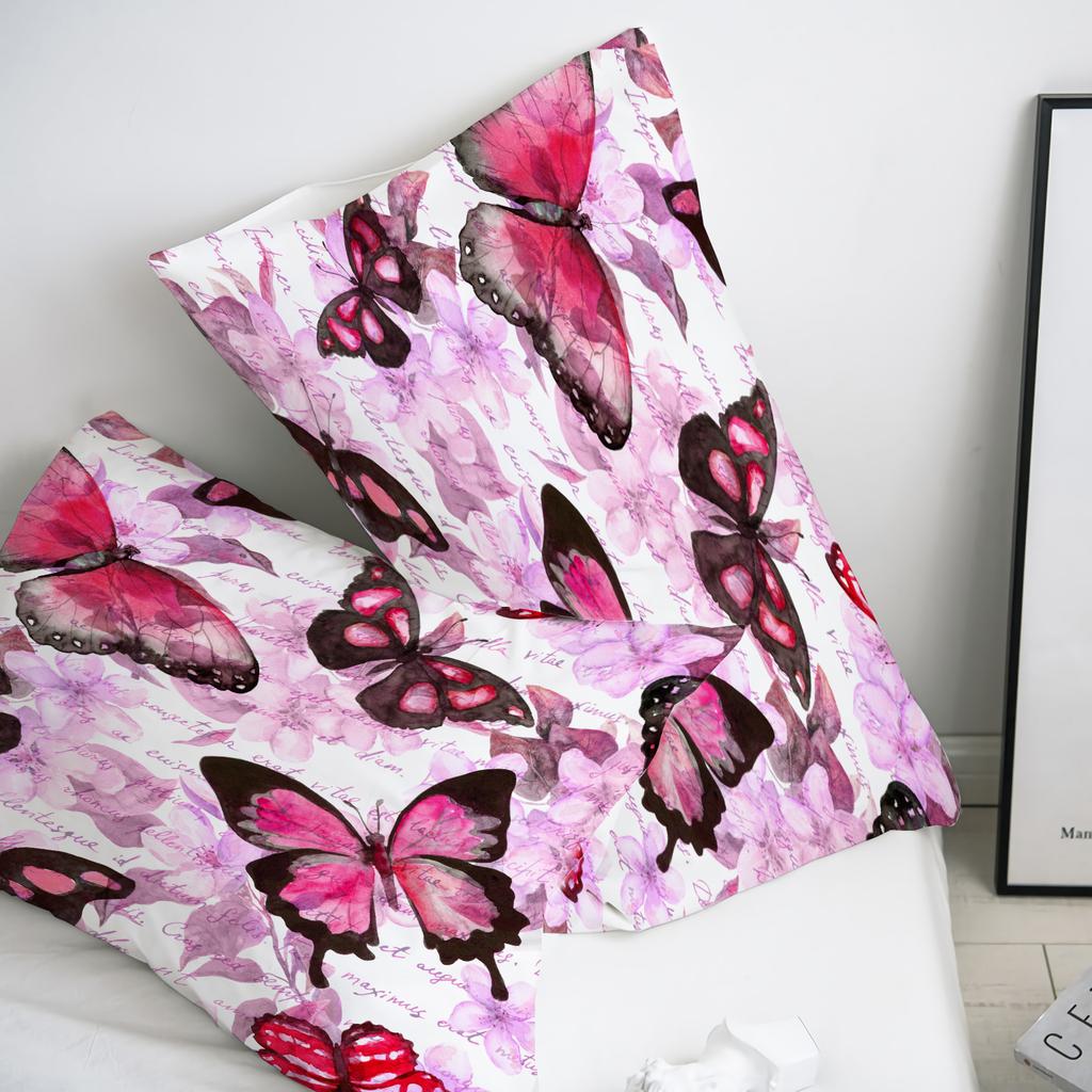 Butterfly Bedding Set 3D Flower Duvet Cover Quilt Cover with Zipper Queen Double Microfiber Comforter Set Kid Girl ChristmasGift