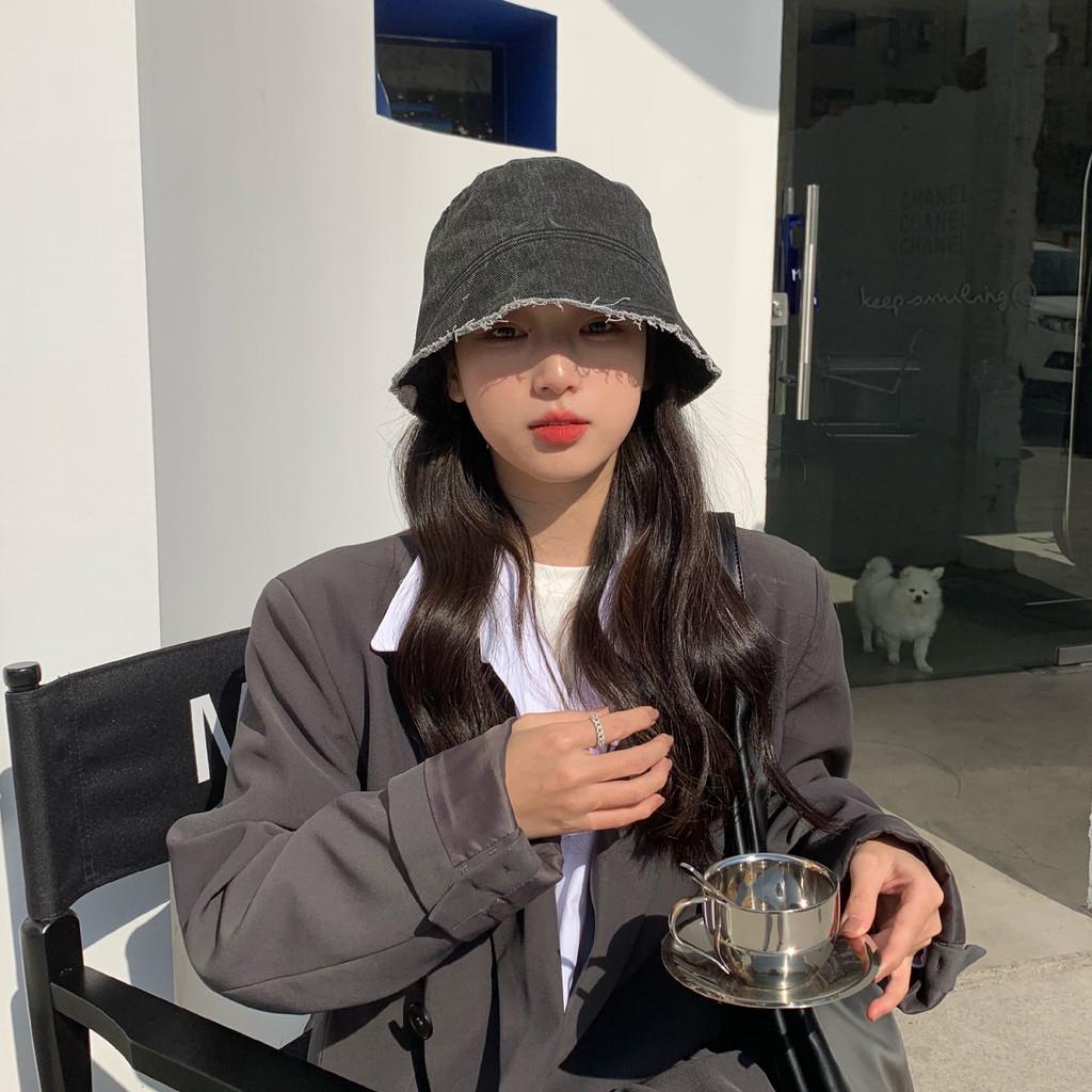 Trendy 2021 Washed Denim Bucket Hat For Women Youthful Style Wide Brim Sun Protection