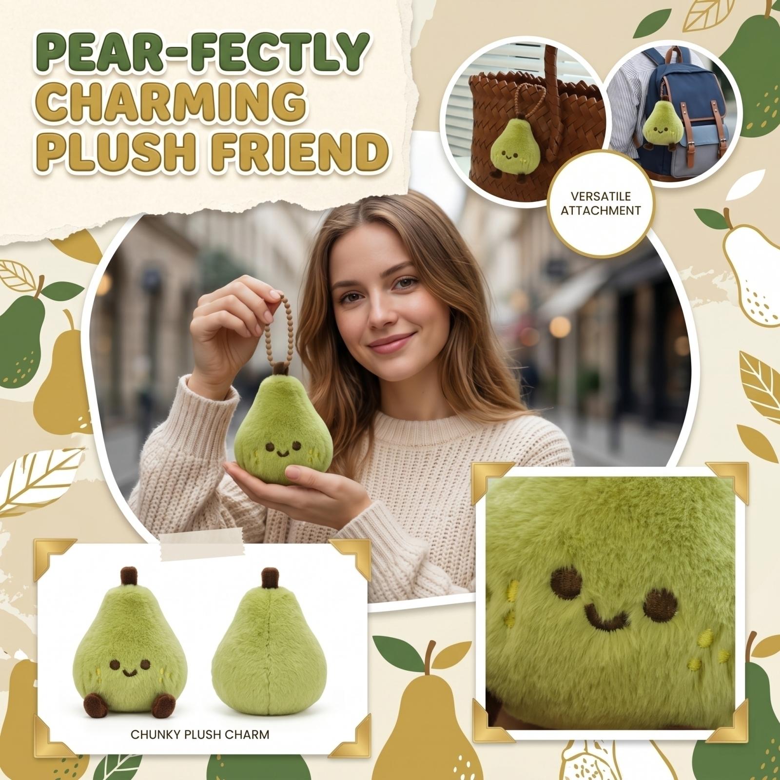 Plush Pear Keychain Soft Stuffed Toy Backpack Pendant Cute Small Pear Plush Doll Ins Style Hanging Ornament for Bags and Accessories One Size