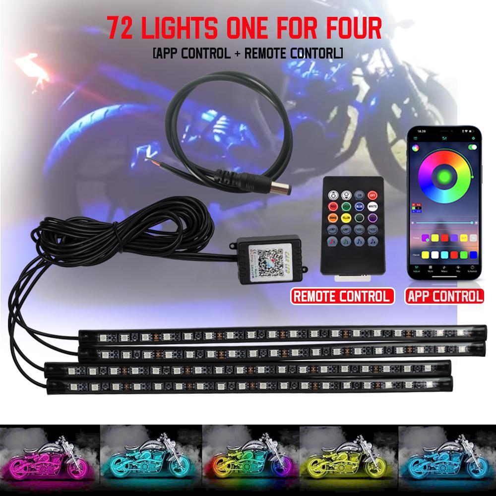 LED Motorcycle Decorative Ambient Light Strip Waterproof Flexible RGB APP Sound Control Moto Backlight Car Atmosphere Lamp 12v