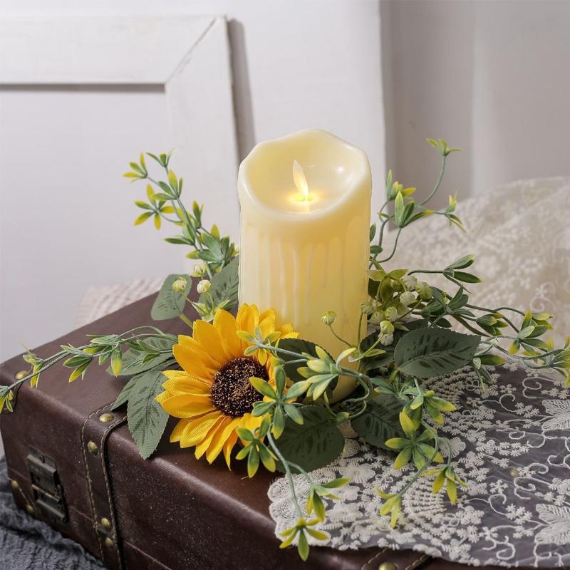1Pc Artificial Floral Sunflower 25CM DIY Artificial Greenery Garland Wedding Table Party Decorations Candle Ring Candlestick