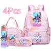 Set 4 buc/set Rucsac cu Imprimeu Vânătorii de Demoni, Geantă de Mână, Toc de Creioane, Sticlă de Apă 750ml pentru Adolescent Băiat Fată Rucsac Școlar Impermeabil cu Capacitate Mare