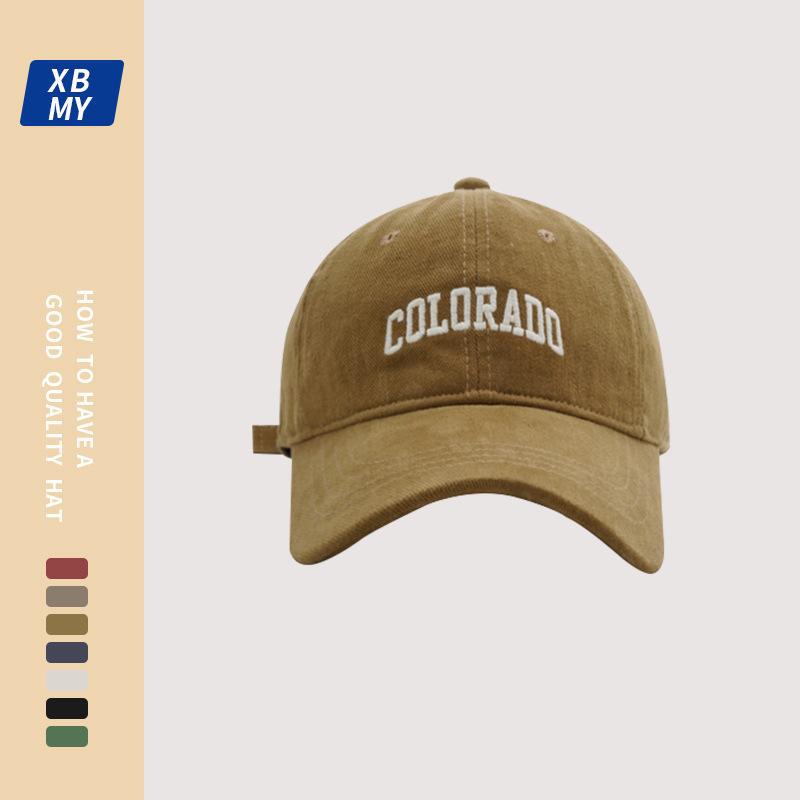 Baseball cap female spring and summer deep-topped wide-brimmed big-headed cap couple Joker tide show face small sun visor.