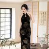 Black Neck Sexy Hong Kong Style Velvet Cheongsam 1011 New Female New Chinese Style High-end Atmosphere High-grade Young Model