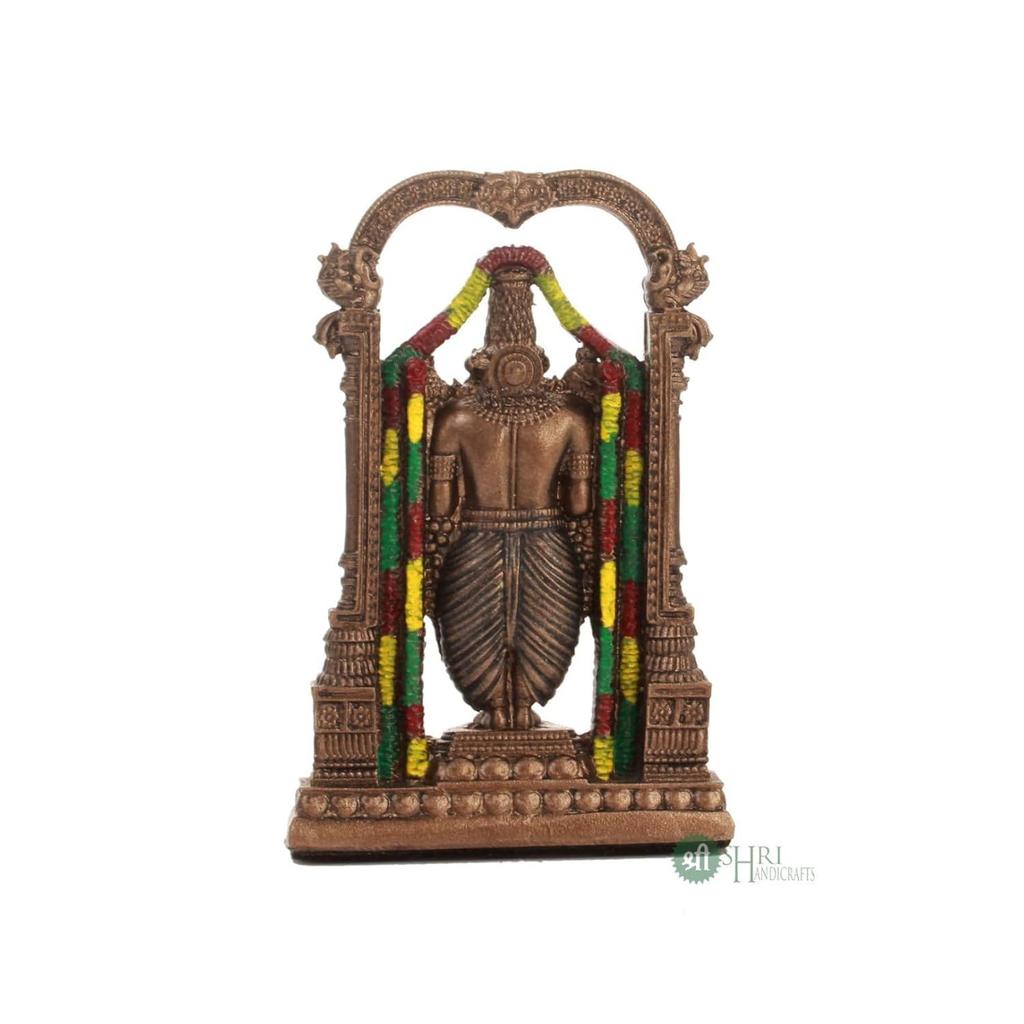 Tirupati Balaji Fine Painting Idol Decorative Showpiece Handcrafted Balaji Murti For Home Office And Gifting Purpose Sculpture (Design 4), Brown