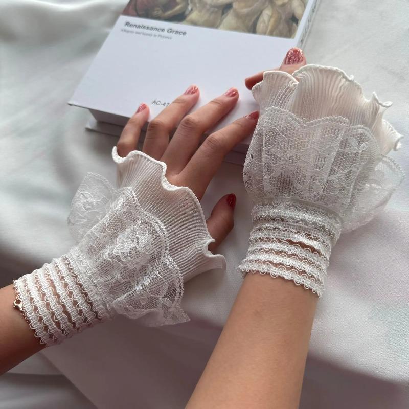 

Simple Wristband, Elegant Shirt, Fake Sleeves for Sweater Edges, Detachable Sleeves, Lace Cuffs, Embroidered Accessories білий