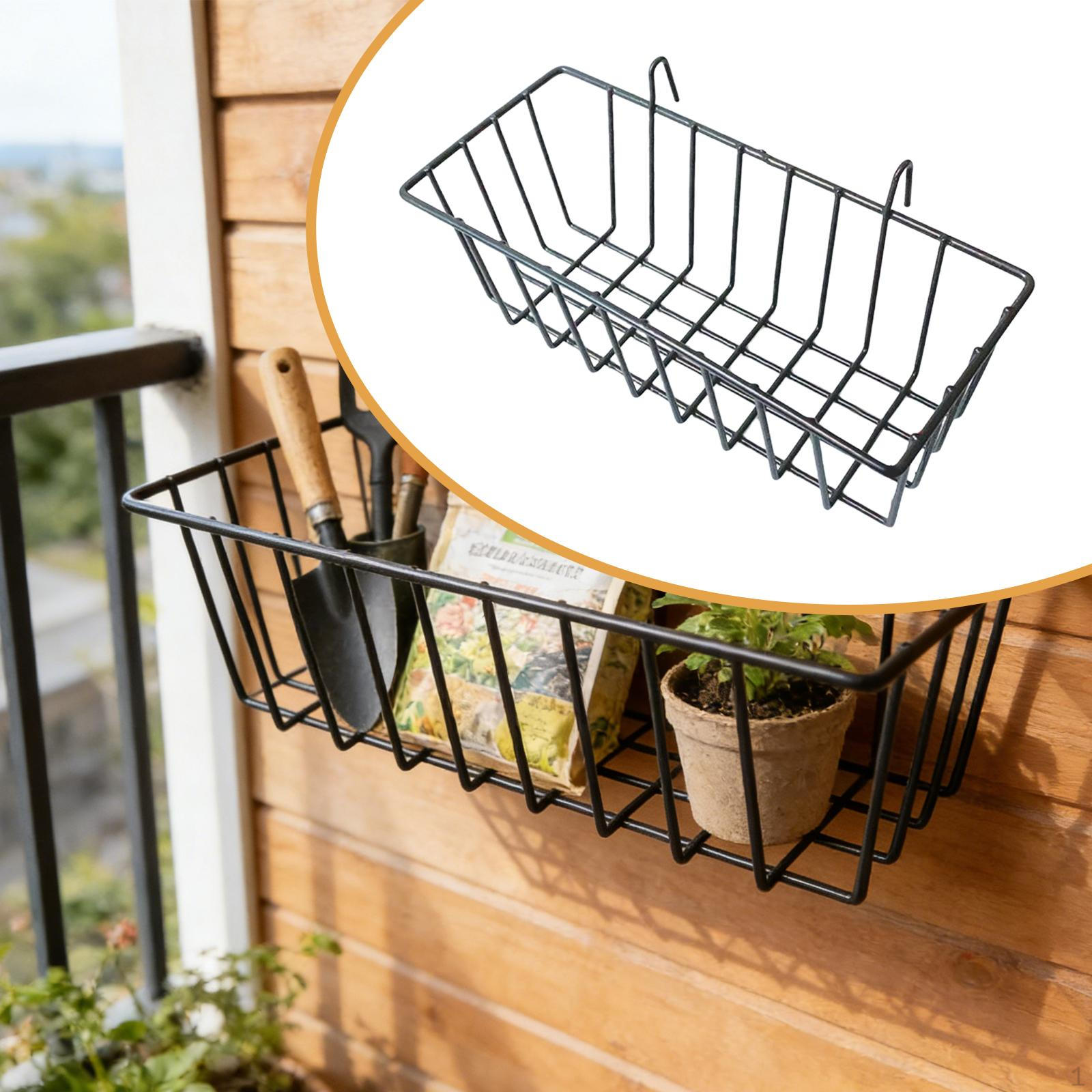 

Hanging Basket Organizer, Wire Basket, Metal Wall Shelf Storage with Heavy-duty Iron Hooks чёрный
