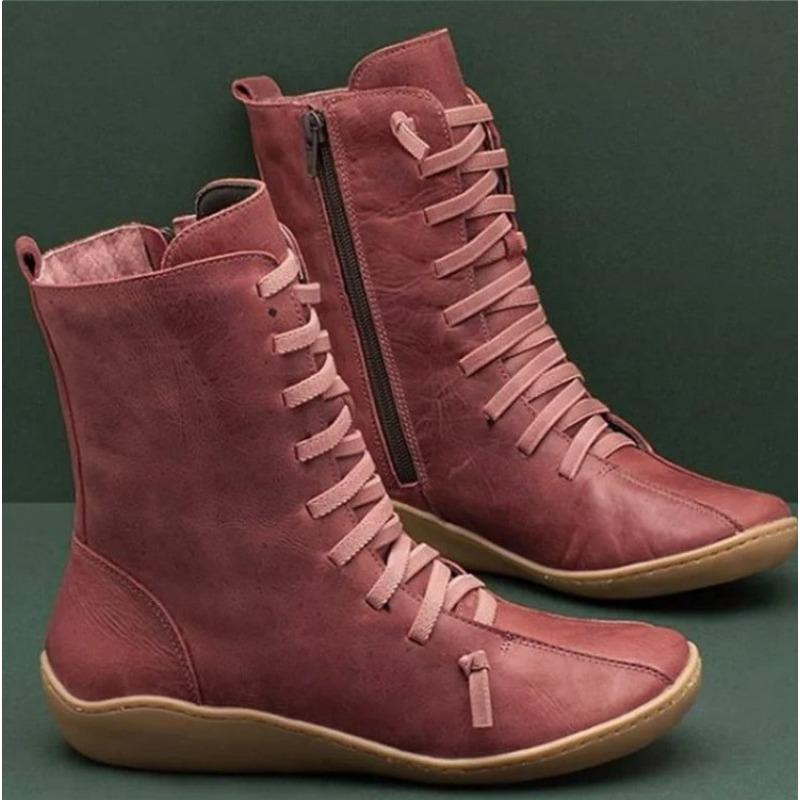 Large size retro medium boots women's autumn and winter new Martin boots women's TEUM boots women