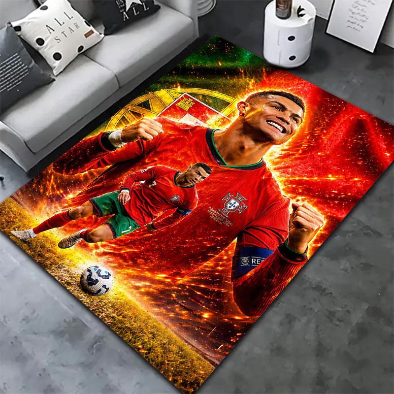Cristiano Ronaldo Teppich für Wohnzimmer Schlafzimmer Zuhause Sofadekoration, Kinderspiel Rutschfeste Bodenmatte