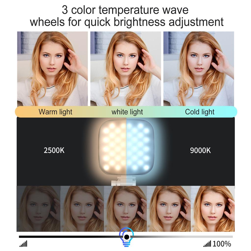 Clip-on LED Fülllicht für Telefon Selfie Licht Konferenz Video Licht 2500K-9000K Dimmbar Eingebaute
