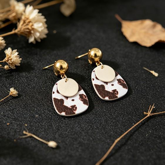 European Retro Western Leather Patchwork Dangle Earrings - Bohemian Style Jewelry