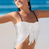 2Pcs Beach Sarongs Sunscreen Polyester Fiber Soft Beach Cover Up Skirt Bikini Wrap Black White