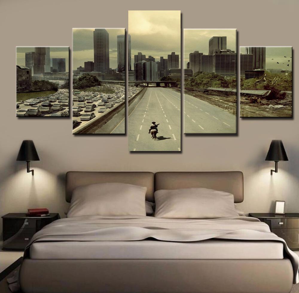 

Movie Poster 5 Pieces Canvas Art Walking Dead Decor Painting Living Room Wall Picture Print Wallpaper Modular Home Decoration 20X35 20X45 20X55CM