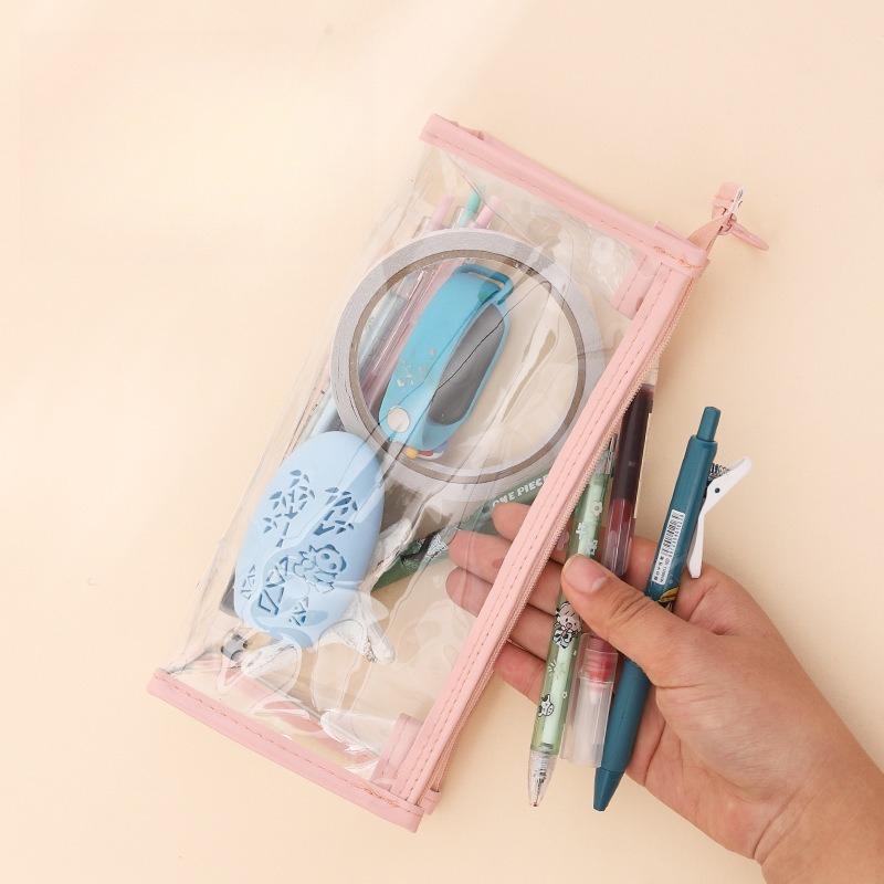 Transparent Zipper Pencil Case, Portable Travel Makeup Brush, Adult Multifunctional Storage Box, Convenient and Practical