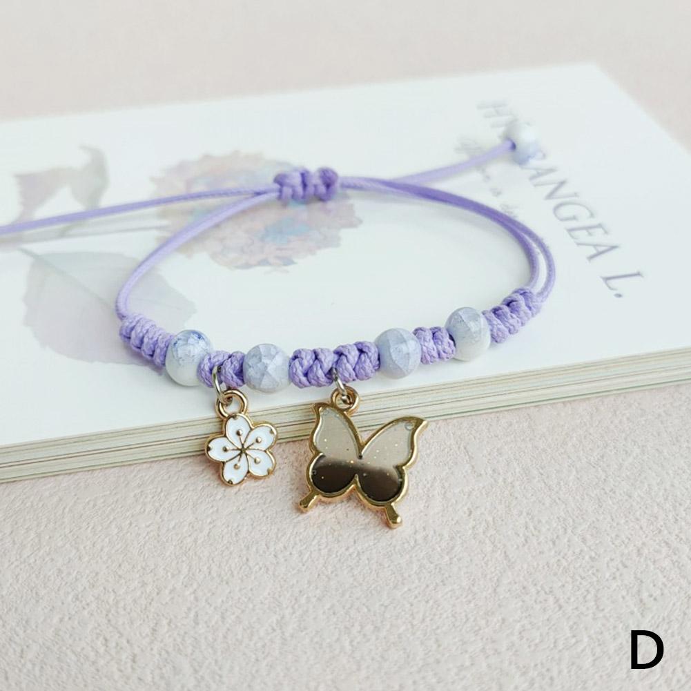 Rinhoo Fashion Brățară Bangle Handmade cu Fluture Violet și Floare, Dulce Pentru Femei, Charm Animal Je P6I5