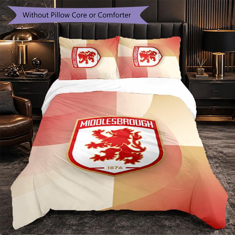 Biancheria da letto a tema Middlesbrough FC Set 3 Pezzi Copripiumino Biancheria da letto Decorativa per Camera Adolescenti Decorazione Casa