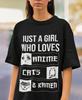 Just-A-Girl Who-Loves Anime Games Otaku Fan Womens Oversized Shirt S-XXXL