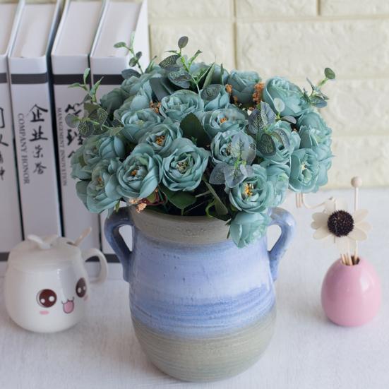 1 Blumenstrauß mit 10 Köpfen, hübsche künstliche Blumenblätter, Hochzeitskunst, Heimdekoration