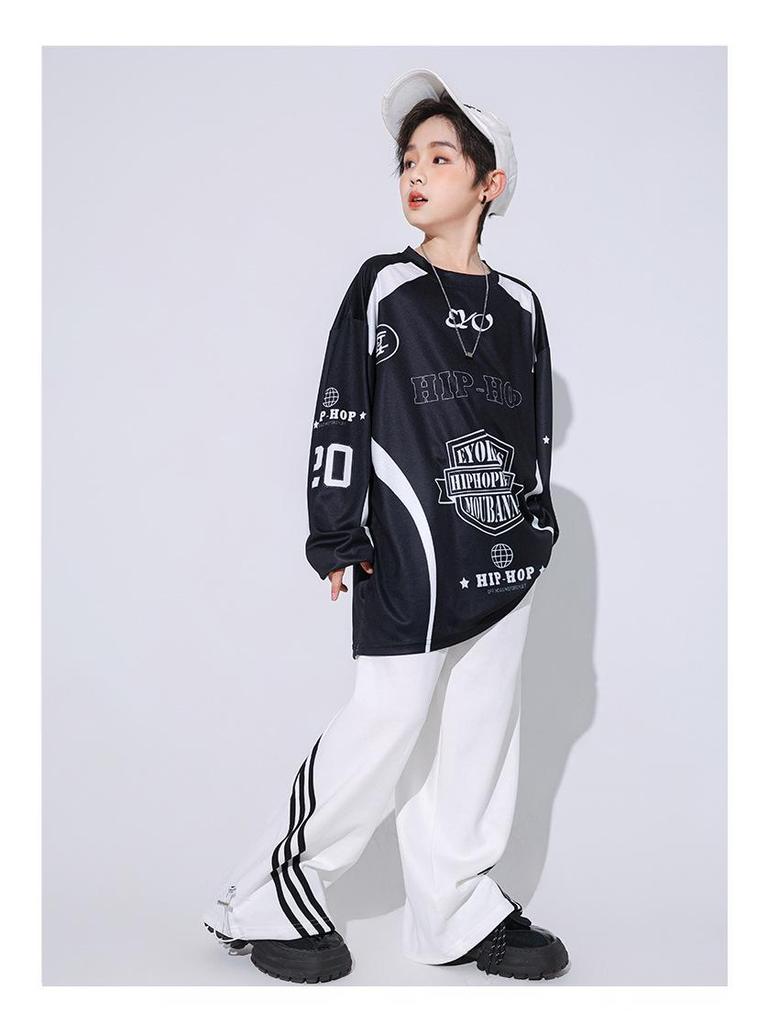 Korean Hip-Hop Quick-Dry Dance T-Shirt and Pants Set for Boys and Girls