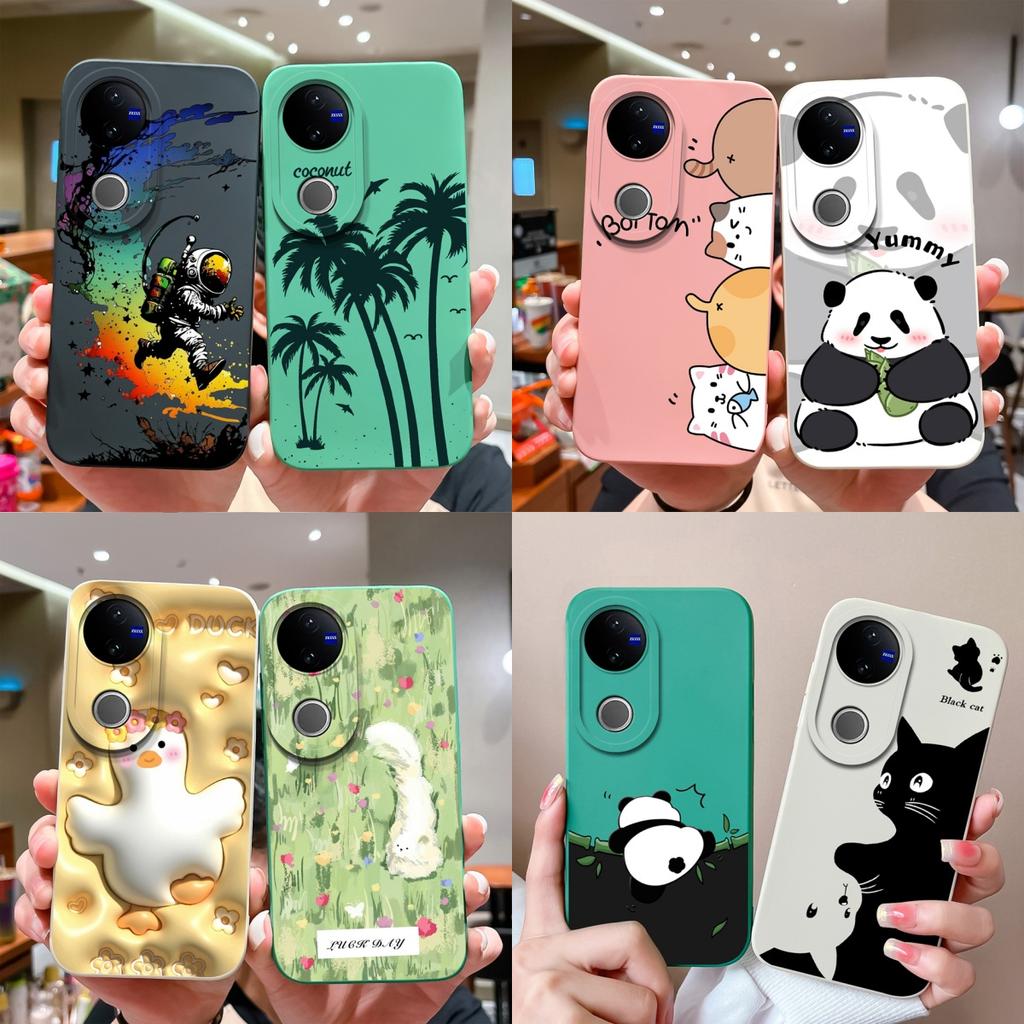 For Vivo V50 Lite Case Cute Cartoon Phone Shell Soft Liquid Silicone Back Cover For Vivo V 50 Full Protection Shockproof Bumper