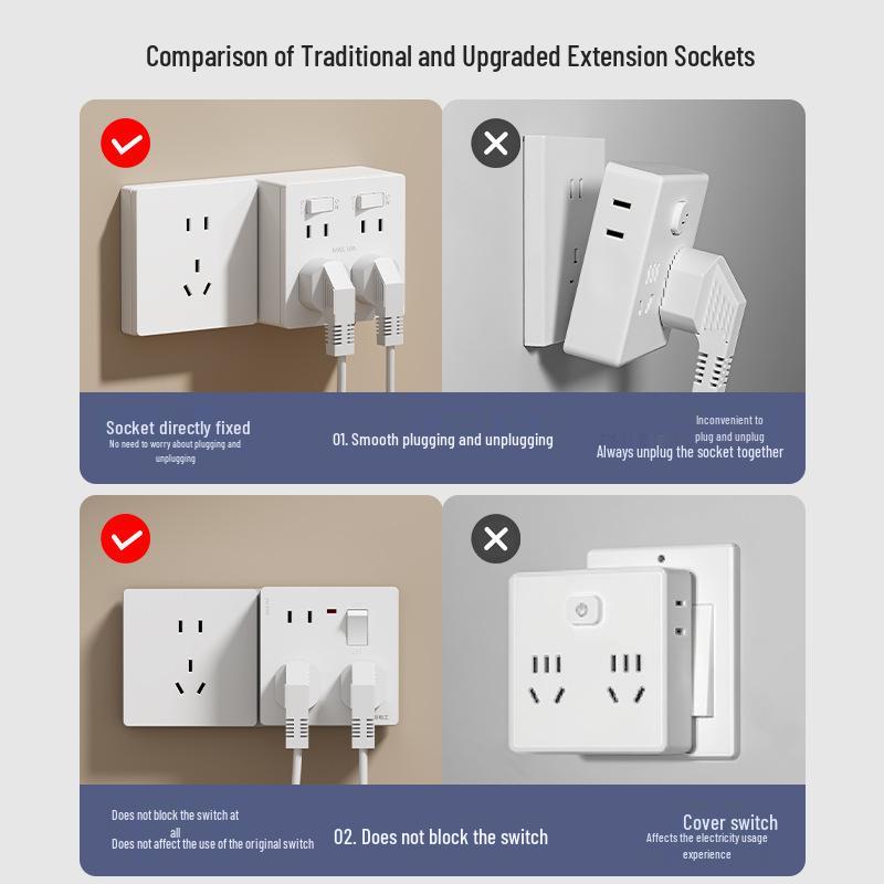 86 Type Multi-functional Five-Hole Wall Socket Converter with Switch and Power Strip