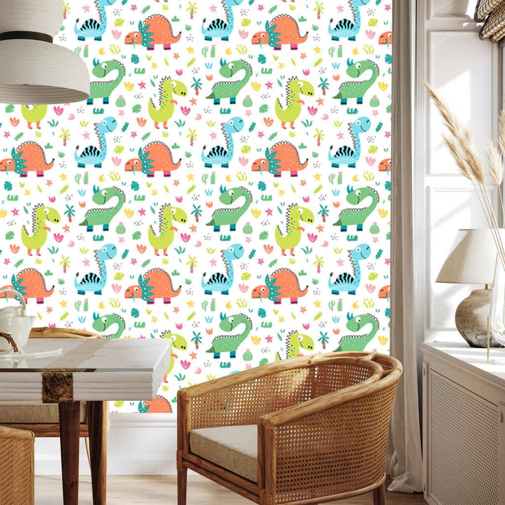 Funny Dinosaurs Wallpaper In Cartoon Style for Living Room and Bedroom 50x1000