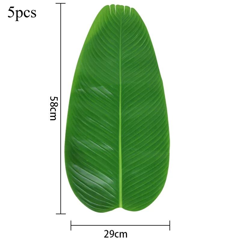 Artificial Banana Leaves Table Decoration Waterproof Palm Tree Leaves Faux Lotus Leaf Hawaiian Party Home Table Runner Place Mat