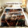 Forest Nature Theme Custom Blanket Personalized Name & Text Customized Soft Warm Throw Blanket Home Decor
