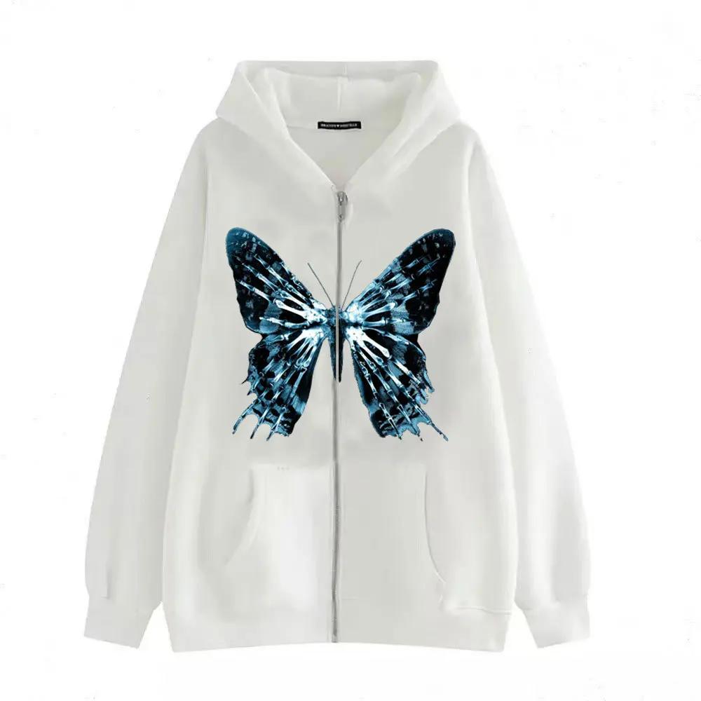Gothic Dark Hip Hop Hot Sale Of The Season Harajuku Y2K Butterfly Zipper Hoodie Unisex Trendy Sweatshirt Jacket Streetwear From