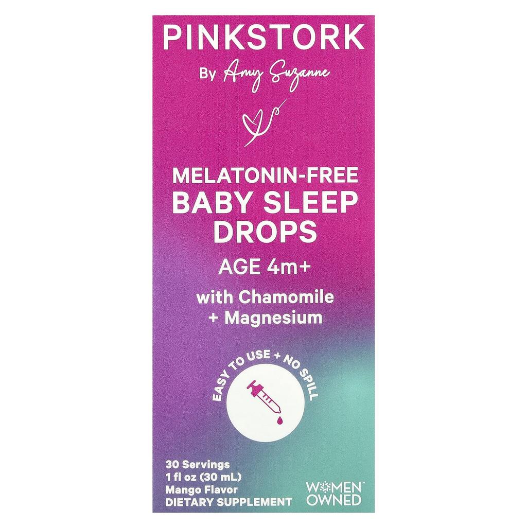 Pink Stork, Baby Sleep Drops, 4+ Months, Mango, 30ml (1fl Oz)