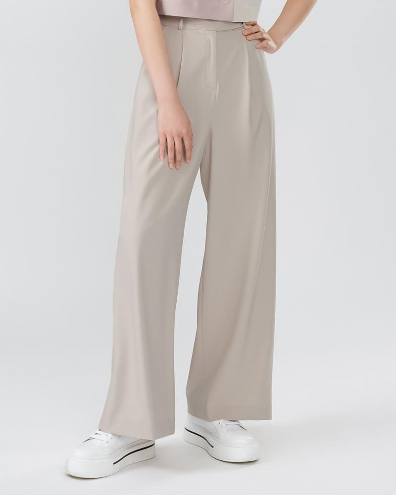 Ramu Studio Denzel Setup High-Waisted Wide Slacks Stone Denzel09Sn