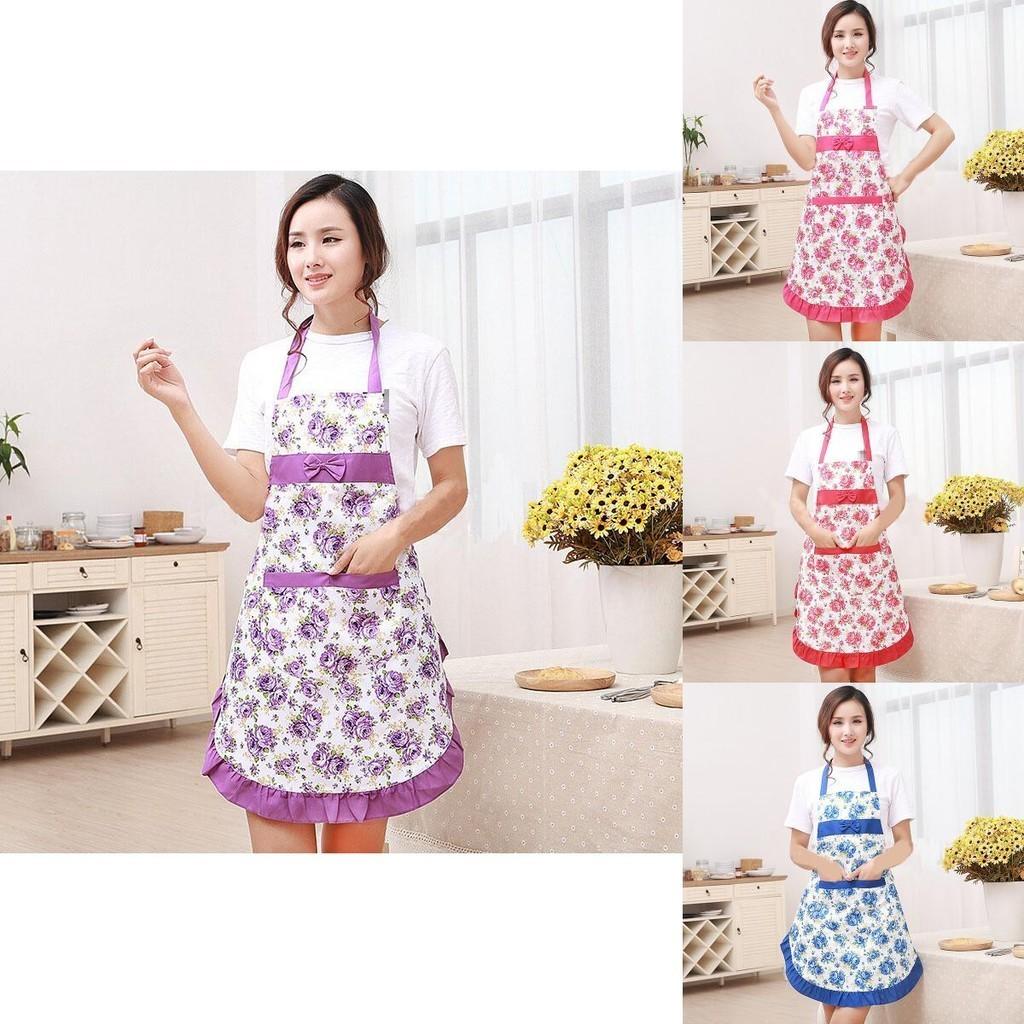 Zeitlose Damen Küchenlatzschürze mit Blumendesign, schickem Design und viel Stauraum
