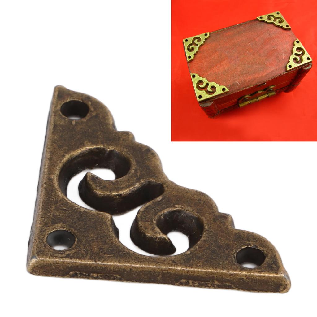 20 Pieces Bronze Zinc Alloy Corner ors with Retro Elegance Design for Wooden Box Cabinet Decoration