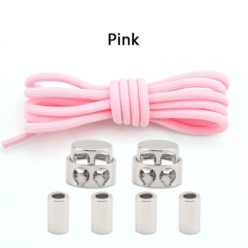 1Pair Round Elastic Laces Sneakers Lock Shoe Laces Without Ties Metal Buckle Laces Kids Adult No Tie Shoelaces Shoes Accessories