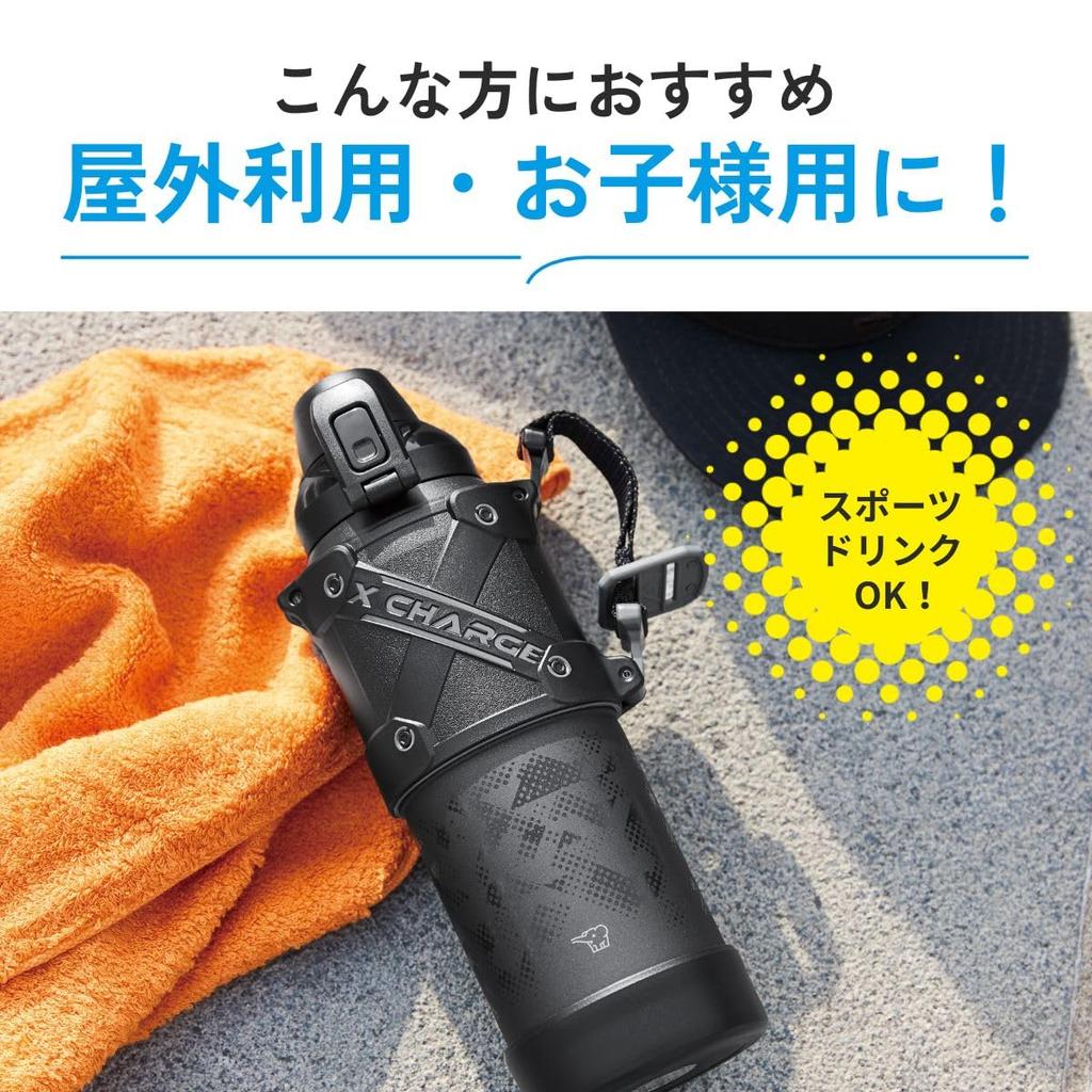 Zojirushi Water Large Impact Easy to Seamless Keeps Drinks Perfect for Sports Bottle, Capacity, 1.0L, Resistant, Clean, Cap, Cold, Drinks, Black,