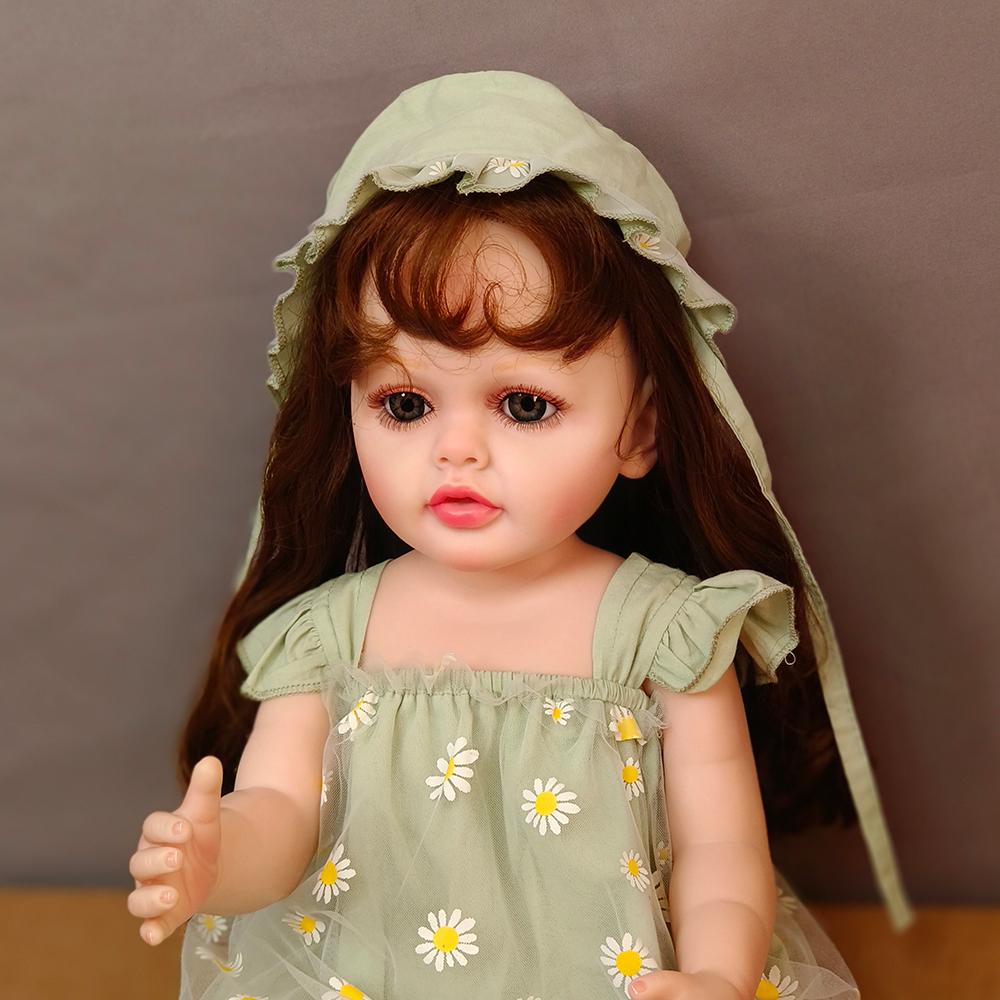 55CM całego ciała miękkiego silikonu winylu Reborn maluch dziewczyna lalka ukorzenione włosy Bebe Reborn Realista świąteczne prezenty dla dzieci