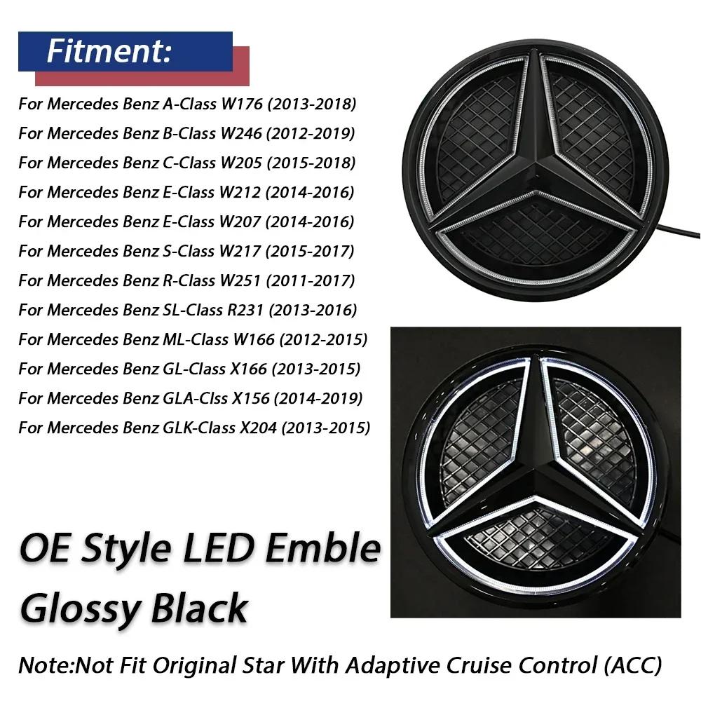 

C200 E200 For Mercedes Benz Chrome Silver LED Mirror Emblems Style Front Grilled Star Emblems For Mercedes Benz A/B/C/E/S/R/ML/S