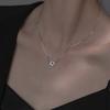 Geometric Zircon Necklace Female Adjustable Simple Design Box Interlocking Round Square Clavicle Chain Tide