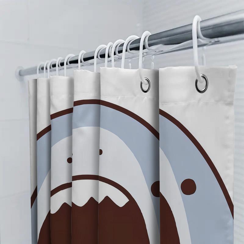 Waterproof Shower Curtain with Cute Shark Design Heat Resistant Machine Washable Non-Transparent 180x180cm