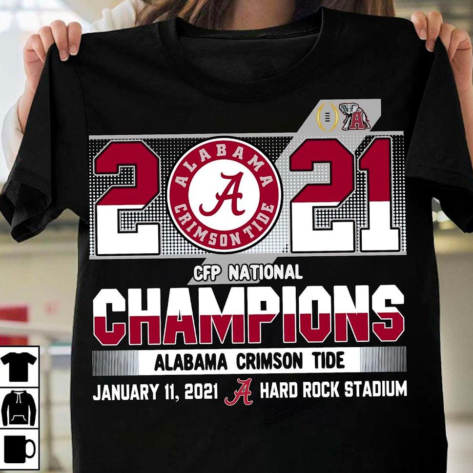 

Alabama Crimson Tide Champions 2021 Ncaa Gift Fan T-Shirt S Trend