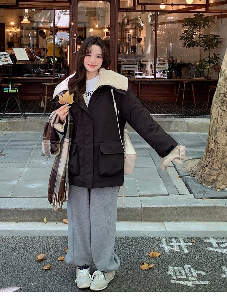 Large Laps Fur-Lined Thickened Workwear Parkas Women's Jacket